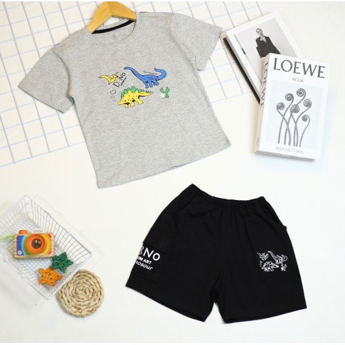 Bộ cotton bé trai cộc tay in hình khủng long-ĐỒ BỘ XUÂN HÈ BÉ TRAI